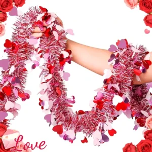 Valentine’s Day Heart Shaped Ribbon Garland Decorative Strips for Wedding Rooms Party Venue Atmosphere Decoration Ribbons