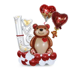 Valentine’s Day I Love You Balloon Set Hugging Bear Foil Balloons Hanging Flag Love Party Decoration Supplies