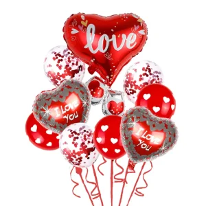 Valentine’s Day I Love You Balloon Set Love Heart Kissing Lips Wedding Party Decoration for Weddings and Celebrations
