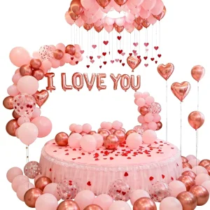 Valentine’s Day ILOVEYOU Balloon Suit Proposal Anniversary Party Tanabata Wedding Scene Arrangement Balloon Chain No Pattern