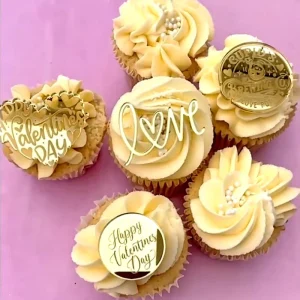 Valentine’s Day Love Heart Acrylic Cake Topper Happy Valentine Cupcake Decoration Romantic Party Supplies Dessert Table Decor