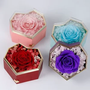 Valentine’s Day Love Shaped Rose Jewelry in Drawer Acrylic Box