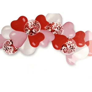 Valentine’s Day Mother’s Day Home Decor Wedding Photo Booth Props Romantic Love Themed Metallic 22pcs Heart Confetti Balloons