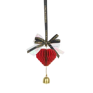 Valentine’s Day Paper Decorations Eco Friendly Red Heart Bowknot Honeycomb Hanging Decorations Indoor Festival Ornaments