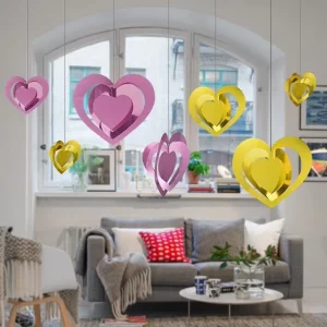 Valentine’s Day Party Decoration Set of 3D Heart Ornaments Hanging for Wedding Bridal Shower & Party Decor Supplies