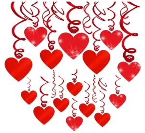 Valentine’s Day Party Decorations Sparkling Red Vortex Heart Romantic Wedding Photos Props Hanging Love Decorations Supplies