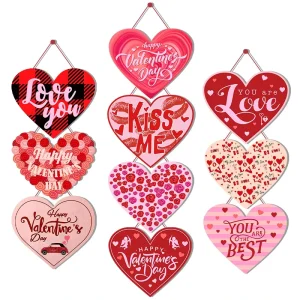 Valentine’s Day Pink Love Heart Pendant Party Decorations Paper Door Hanging Festival Supplies