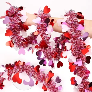 Valentines Day Red Pink White Heart Glitter Hanging Decoration for Wedding Party Galentines Decorations Supplies