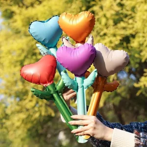 Valentine’s Day Romantic Heart Flower Balloon Bouquet Aluminum Foil Propose Confession Decor