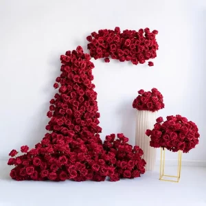 Valentine’s Day Romantic Red Rose Wall Hanging Decoration Waterfall Flower Shopping Mall Wall Decoration Artificial Flower