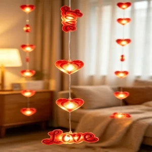 Valentines Day Rose Themed Heart Shaped Copper Wire LED String Lights Colorful Festive Lighting for Weddings Garden Use