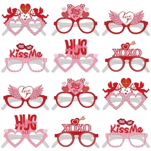 Valentine’s Day Theme Paper Party Glasses Couple Holiday Photo Props Decoration Wedding Party Decoration