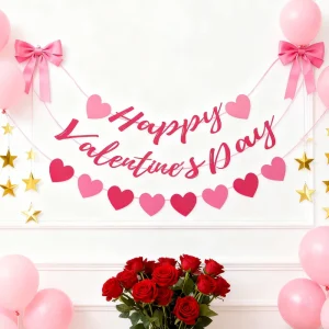 Valentine’s Day Theme Party Paper Banner Heart Wedding Party Decoration Festival Love Party Supplies Set