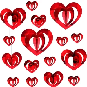 Valentine’s Day Themed Red Three dimensional Love Pendant Decoration Valentine’s Day Party Decoration Supplies