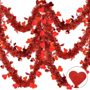 Valentines Day Tinsel Garland Red Heart Hanging Decoration Valentine’s Day Wedding Propose Anniversary Party Decoration