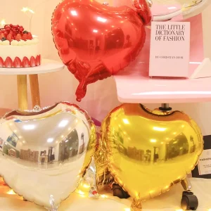Valentine’s Day Wedding Birthday Balloon Silver Red Gold Customized Love Heart Shape Foil Balloon Bulk