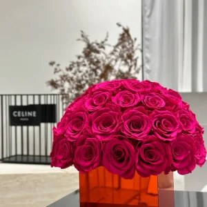 Valentine’s Day Wedding Engagement Eternal Rose Potted Decoration Natural Dry Everlasting Rose Preserved Flower in Acrylic