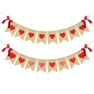 Valentine’s Day Wedding Engagement Party Supplies Love Linen Banner Garland Valentine’s Day Party Decorations
