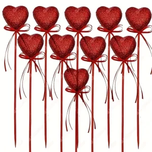 Valentine’s Day & Wedding European Style Foam Heart Glitter Bow Flower Branch Decoration Flower