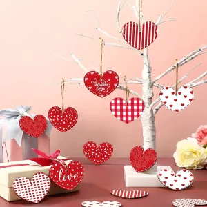 Valentine’s Day Wedding Party Decorations Laser Cut Wooden Heart Sign Set Romantic Ambiance Hanging Craft for Celebration