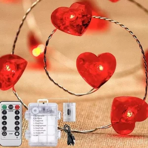 Valentine’s Festival Day Heart Rhombus Love Shape LED String Lights with Remote Control for Parties Outdoor