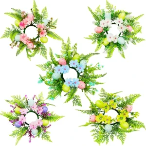 Vibrant Style Handmade Easter Party Deco Easter Egg Wreath Artificial Candle Decor Christmas