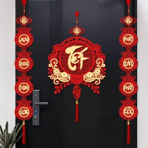 Vietnamese Lunar New Year Decorations ‘Fu’ Character Flocked Ornament Non woven Fabric Living Room Decorations