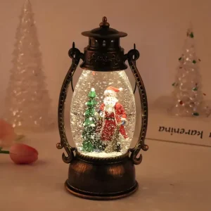 Vintage Christmas Decorative Lights LED Christmas Snow Globe Lantern Musical Light Hanging Christmas Wind Lamp Ornaments