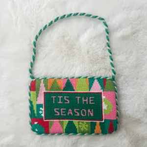 Vintage Design Needlepoint Christmas Hanging Ornament Embroidered Fabric Holiday Decor Tree Party Favors Gift Wrapping Holiday