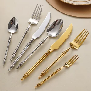 Vintage European Style Luxury Retro Design 18/8 Stainless Steel Knife Fork Spoon Tableware Set Tableware Flatware Set