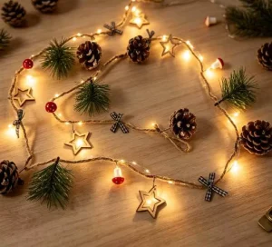 Vintage Handmade LED Decorative Lights Pine Cone Mushroom Star Fairy String Lights Indoor Outdoor Christmas Decorations