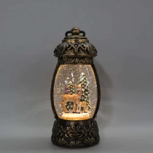 Vintage Large Water Lantern Christmas Snow Globe Lantern Swirling Glitter LED Light for Home Gift