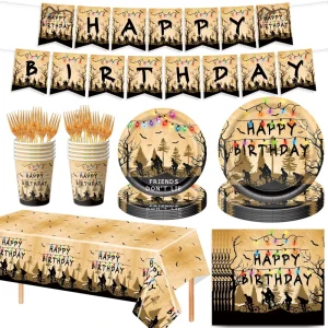 Vintage Retro Drama Themed Party Disposable Tableware Set Paper Plates Cutlery Spoons