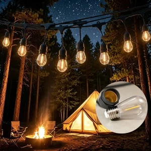 Vintage S14 Festoon Lights 48FT 15 LED Bulbs Waterproof Outdoor Decor for Xmas Wedding Garden Pergola