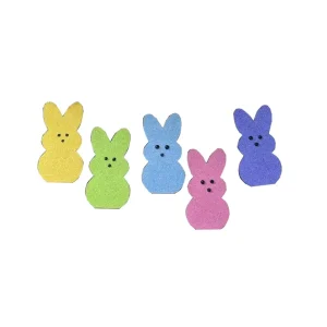 WOODEN GLITTER BUNNY RABBIT TIERED TRAY DECORATION EASTER HOLIDAY BUNNY PEEP BLOCK DECORATION