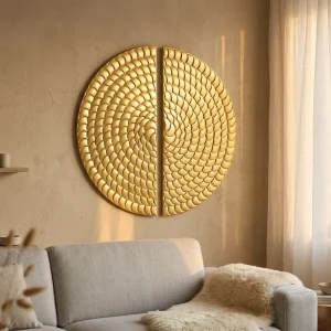 Wall Decor Panel Modern Style Interior Home Accent 35.56*1.91*71.12CM S/2 Shiny Gold Metal Wall Decor Home Luxury