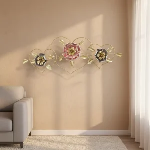 Wall Decoration Wall Home Accent 100.97*7.62*36.83CM Grey Gold Stereoscopic Wall Decor Metal for Living Room