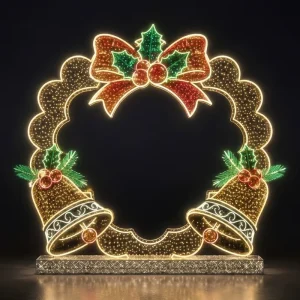 Warm White 3D Photo Frame Bell Light 2700K LED 8ft Gold IP65 Interactive Selfie Outdoor Commercial Decor CE RoHS