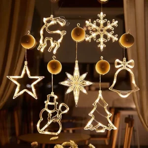 Warm White Battery-Powered LED String Lights with Suction Cups