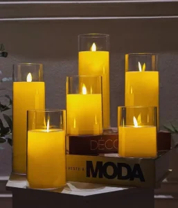 Warm White LED Flameless 3D Flame Remote Control Battery Operated Eco Friendly Plastic Pillar Candles Color Weddings Diwali