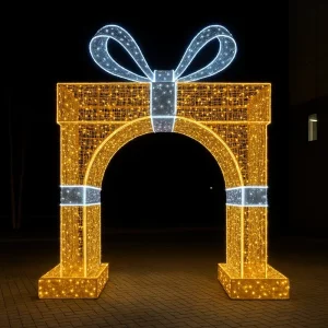 Warm White LED Waterproof IP65 Decorative Arch Motif Light Bowknot Pattern for Outdoor Holiday Street Christmas Festival