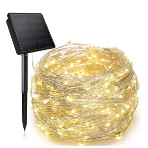 Warm White Solar Powered Copper Wire String Lights Outdoor Waterproof LED Fairy Lights for Garden Patio Decor Christmas
