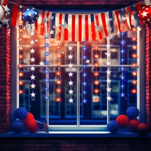 Warm White Star String Lights 100/200LED Hanging Christmas Curtain Lights Bedroom Door Decor USB/Battery Powered