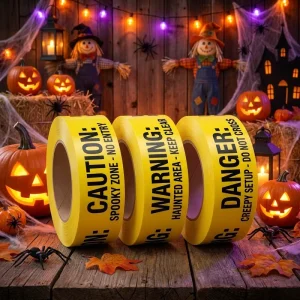 Warning Halloween Barricade Tape for Construction Site Fence Gate Ghost Zone No Entry Scary Barrier Decor
