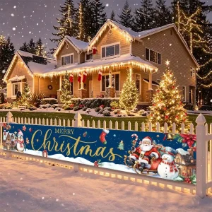 Watercolor Graduation Christmas Banner Hanging Polyester Fabric Flag Holiday Party Decoration for Home Wall Indoor Outdoor