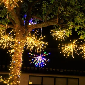 Waterproof Copper Wire LED Explosion Star Lamp String Dandelion Fireworks Hanging Wedding Christmas Outdoor Decorative Lighting
