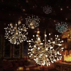 Waterproof DIY Firework Ball Christmas Lights Hanging Outdoor Twinkling Warm White Glass IP65
