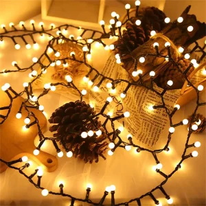 Waterproof IP44 Festival Holiday Lighting Christmas Decorations LED Milky Ball Solar Firecracker String Light