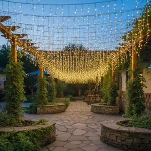 Waterproof IP65 3000K LED Icicle Curtain Lights Warm White Multiple Sizes for Outdoor Indoor Garden Street Decor