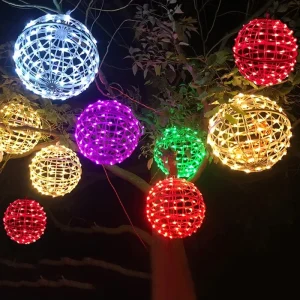 Waterproof IP65 Garden Festoon Festive Holiday Lighting Christmas Decorations Outdoor LED String Light Luminous Rattan Ball Lamp